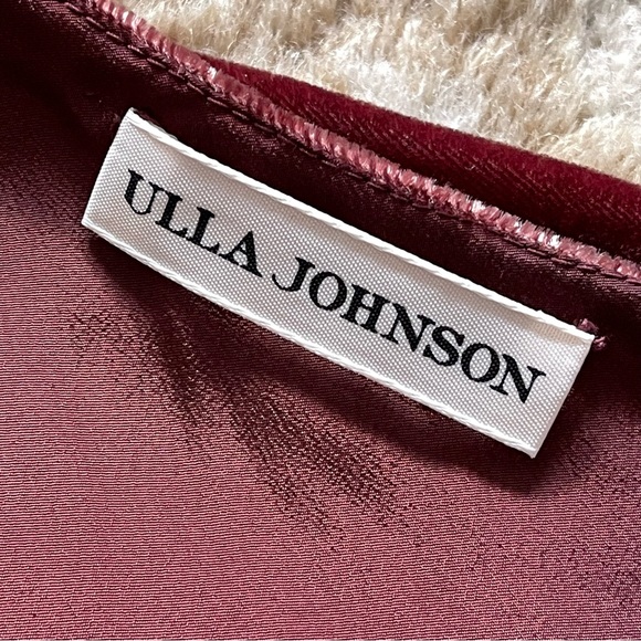 Ulla Johnson Elisa One Shoulder Bow Velvet Midi Dress Puce Dark Cherry Red Sz 4 - Picture 9 of 14